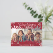 Carte Postale Joyeux Noël RED snowflake Famille voeux (Debout devant)
