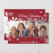 Carte Postale Joyeux Noël RED snowflake Famille voeux (Devant / Derrière)