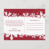 Carte Postale Joyeux Noël RED snowflake Famille voeux (Dos)