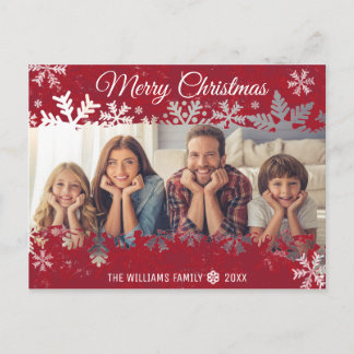 Carte Postale Joyeux Noël RED snowflake Famille voeux