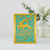 Carte Postale Joyeux Noël Reindeer Silhouettes Snowflake (Debout devant)