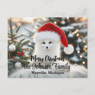 Carte Postale Joyeux Noël Renard Blanc Mignon Personnalisé 