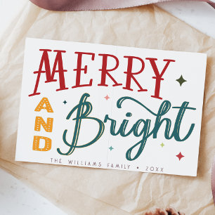 Carte Postale Joyeux Noël rétro coloré et brillant