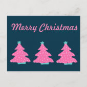 Carte Postale Joyeux Noël rose Arbres de Noël contemporains (Devant)