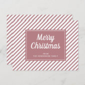 Carte Postale Joyeux Noël Rose Poussiéreux Rose Rayures Blanches (Devant / Derrière)