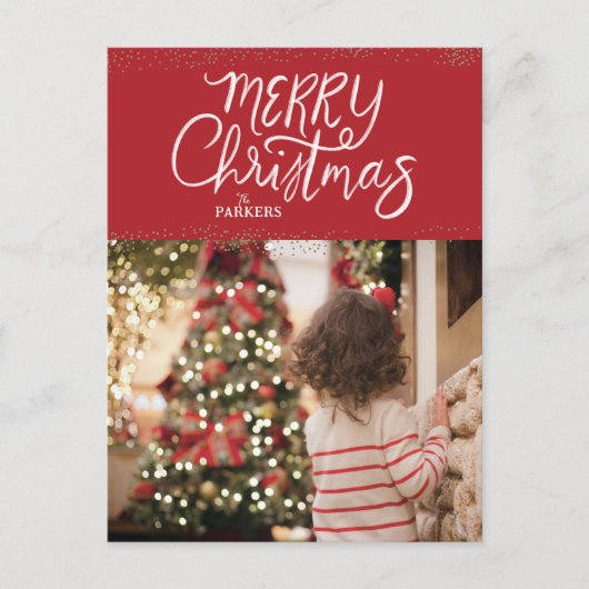 Carte postale Joyeux Noël Rouge (Devant)