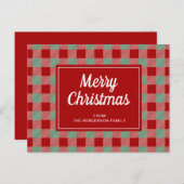 Carte Postale Joyeux Noël Rouge Buffalo Plaid Motif (Devant / Derrière)