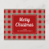 Carte Postale Joyeux Noël Rouge Buffalo Plaid Motif (Devant)