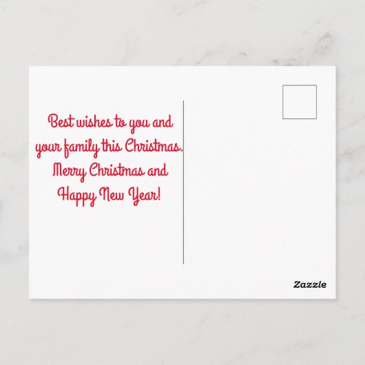 Carte Postale joyeux Noël rouge écriture manuscrite snowflakes p (Dos)