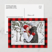 Carte Postale Joyeux Noël Rouge Plaid Couple Photo (Devant / Derrière)