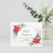 Carte Postale Joyeux Noël Rouge Poinsettia Salutation d'entrepri (Debout devant)