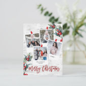 Carte Postale Joyeux Noël Rustic Birch Bark 4 PHOTO Salutation (Debout devant)