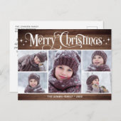 Carte Postale Joyeux Noël Rustique 5 PHOTO Salutation Holiday (Devant / Derrière)