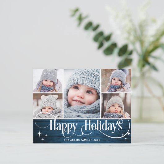 Carte Postale Joyeux Noël Rustique 5 PHOTO Salutation Holiday (Debout devant)