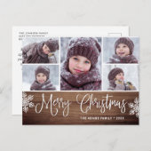 Carte Postale Joyeux Noël Rustique 5 PHOTO Salutation Holiday (Devant / Derrière)