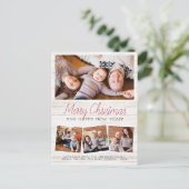 Carte Postale Joyeux Noël Rustique Bois 4 Photos Collage (Debout devant)