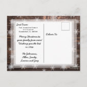 Carte Postale Joyeux Noël Rustique Bois et Snowflakes Custom (Dos)