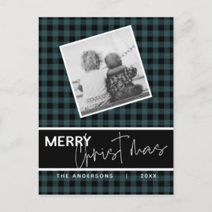 Carte Postale Joyeux Noël Rustique moderne Photo Plaid