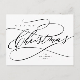 Carte Postale Joyeux Noël, saisons Salutation Calligraphie 
