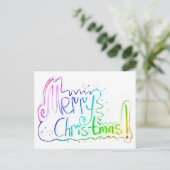 Carte Postale Joyeux Noël salutation arc-en-ciel (Debout devant)