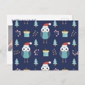 Carte Postale Joyeux Noël | Santa Claus Owl (Devant / Derrière)