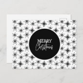 Carte Postale Joyeux Noël Script Black Snowflakes Motif (Devant / Derrière)