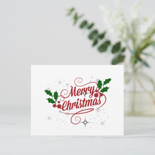 Carte Postale Joyeux Noël, script de fête (Debout devant)