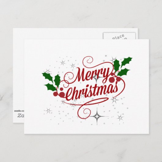 Carte Postale Joyeux Noël, script de fête (Devant / Derrière)