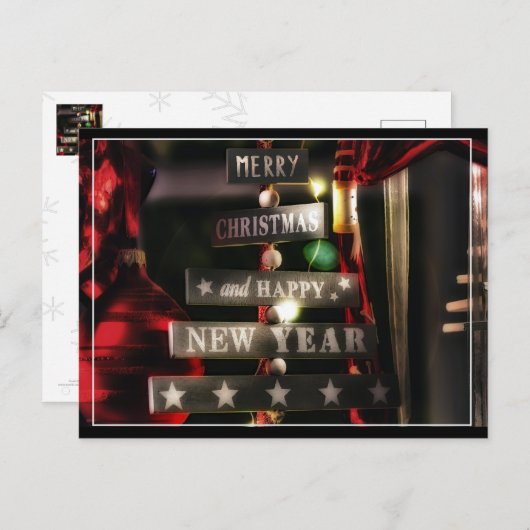 Carte Postale Joyeux Noël Signal en bois (Devant / Derrière)