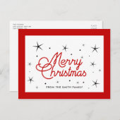 Carte Postale Joyeux Noël simple rouge et blanc (Devant / Derrière)