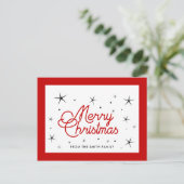 Carte Postale Joyeux Noël simple rouge et blanc (Debout devant)