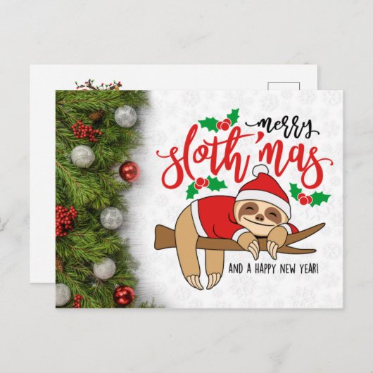 Carte Postale Joyeux Noël Sloth (Devant / Derrière)