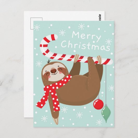 Carte Postale Joyeux Noël Sloth (Devant / Derrière)