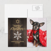 Carte Postale Joyeux Noël Snowflake et Wood Dog Photo (Devant / Derrière)