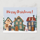 Carte Postale Joyeux Noël Snowman et Maisons (Devant)