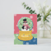 Carte Postale Joyeux Noël Snowman Globe (Debout devant)