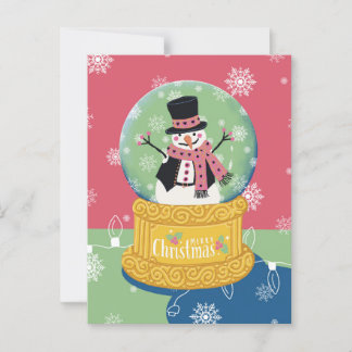 Carte Postale Joyeux Noël Snowman Globe
