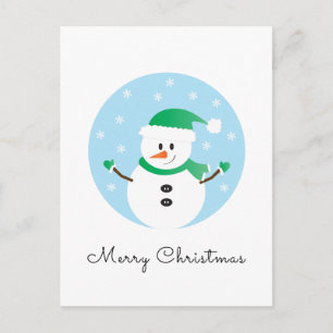 Carte Postale Joyeux Noël Snowman Snowflakes