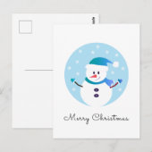 Carte Postale Joyeux Noël Snowman Snowflakes (Devant / Derrière)