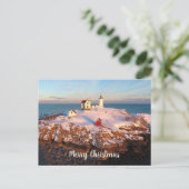 Carte Postale Joyeux Noël Snowy Maine Nubble Lighthouse (Debout devant)