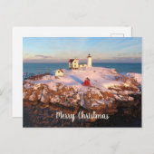 Carte Postale Joyeux Noël Snowy Maine Nubble Lighthouse (Devant / Derrière)
