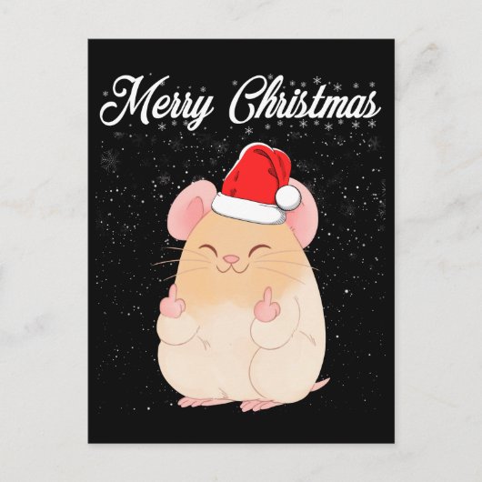 Carte Postale Joyeux Noël Souris Doigt Moyen Rude Xmas Vilain (Devant)