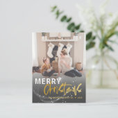 Carte Postale Joyeux Noël Star Faux Gold Script Noël (Debout devant)