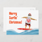 Carte Postale Joyeux Noël Surfin Père Noël à bord (Devant / Derrière)
