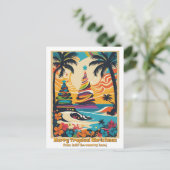 Carte Postale Joyeux Noël tropical coloré (Debout devant)
