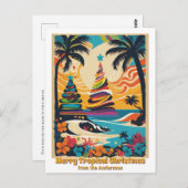 Carte Postale Joyeux Noël tropical de la plage (Devant / Derrière)