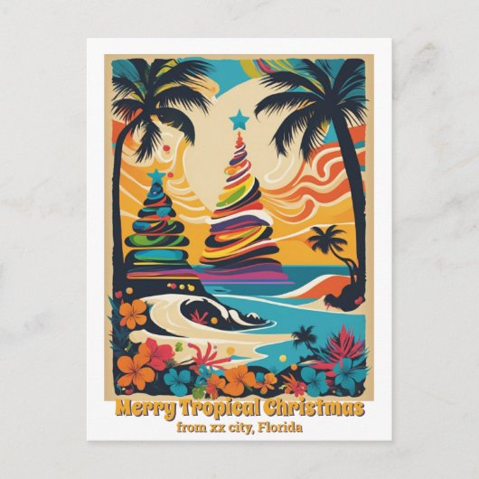 Carte Postale Joyeux Noël tropical Floride (Devant)