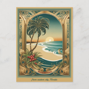 Carte Postale Joyeux Noël tropical plage Floride salutation