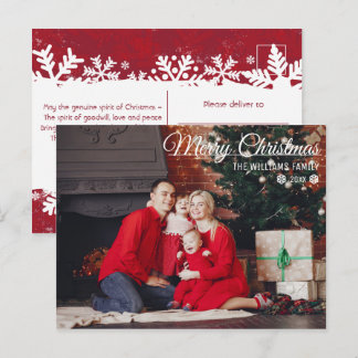Carte Postale Joyeux Noël Typographie Famille PHOTO vœux Pos