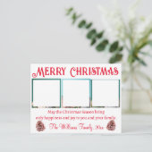 Carte Postale joyeux noël, typographie rouge 3 photos collage (Debout devant)